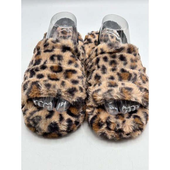 Charles Albert Leopard Print Faux Fur Slippers L (9/10) Soft & Cozy - Picture 6 of 8